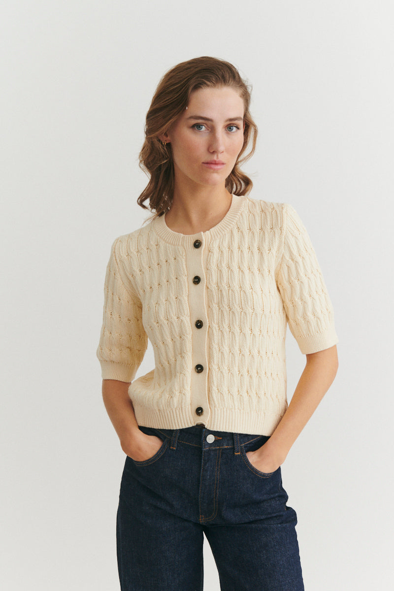 Basic Apparel Minie Cardigan Cardigans 330 Whisper White